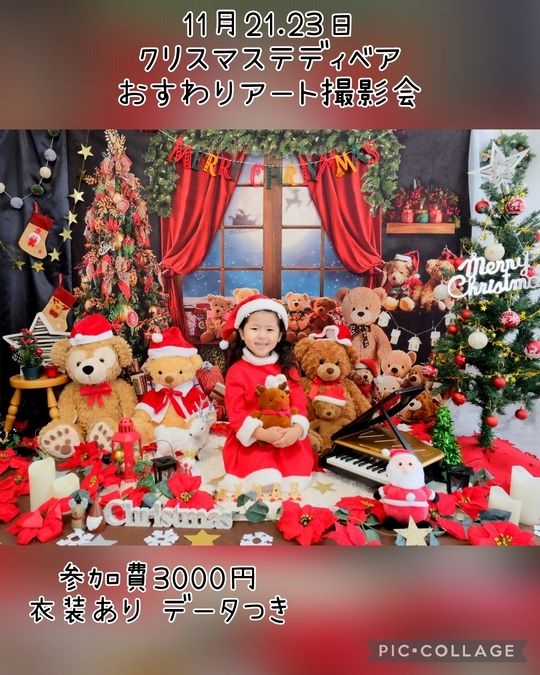 11月開催　クリスマステディベアおすわりアートフォトブース撮影会☆