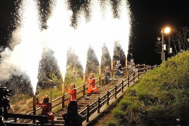 登別温泉 地獄の谷の鬼花火