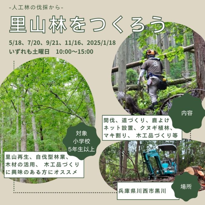 【兵庫県川西市】里山林をつくろう-間伐・薪割り体験-